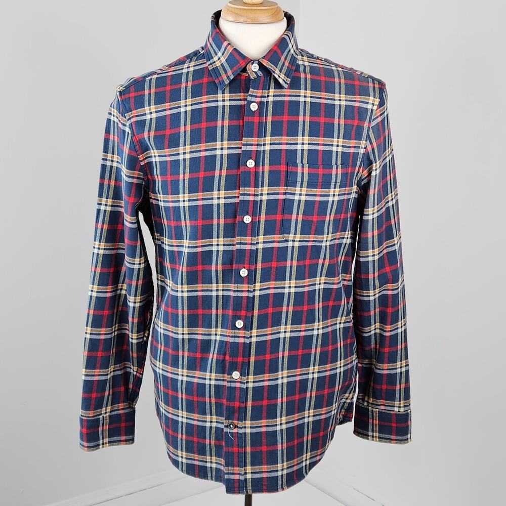 Taylor Stitch Blue Plaid Button-Up Long-Sleeve Flannel Shirt | Men's‎ 40 | FLAWS